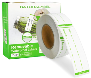 ฉลากกาวแบบถอดได้ขนาด 1x3 นิ้ว, 300 ชิ้น/ม้วน, ฉลากกันน้ำ กันน้ำมัน ใช้กับช่องแช่แข็งและไมโครเวฟได้ สำหรับภาชนะบรรจุ - Product Image 3