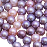 Vente en gros de perles d'eau douce Zhuji de 9 à 10mm perles rondes en perles naturelles perles simples roses et violettes