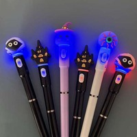 Bolígrafos Promocionales de Lujo con Luz LED de Halloween O&Q, Diseño de Plástico, para Niños, 0.7 mm, Papelería Escolar, Juguete, Tinta Negra/Azul, 15.1 cm