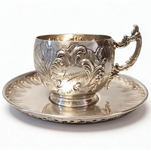 Elegante Set di Tazze da Caffè in Argento Sterling, Tazzine da Espresso Vintage, Stile Europeo Antico per Arredamento Bar e Casa - Product Image 1