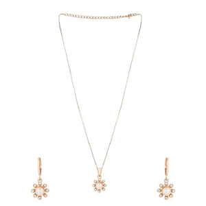 Elegant CZ American Diamond Chain Pendant Necklace with Matching Earrings <b>Jewellery</b> <b>Set</b> <b>for</b> Women <b>for</b> Party <b>Wedding</b> and Gift - Product Image 2