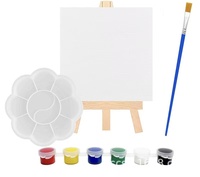 Mini chevalet de peinture à l'huile 10x10, kit DIY pour enfants avec peintures, pinceaux et petit cadre photo