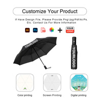 Parapluie publicitaire pliable en 3 sections, durable, personnalisé, anti-UV, anti-pluie, tendance, avec logo, vente en gros OEM