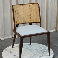 Chaise de salle à manger personnalisable en noyer avec dossier rembourré et coussin bleu – Mobilier durable de style nordique pour la maison, le bureau, la salle de sport et l'hôtellerie