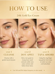 Crème pour les yeux au logo personnalisé, or 24 carats, naturelle, biologique, végétalienne, à base de plantes, anti-rides, raffermissante, éclaircissante, soin quotidien de la peau - Product Image 3