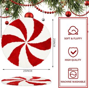 Rot-Weißer Kreisförmiger Weihnachtsteppich Maschinell Getuftet Maßgefertigt Einfach Plüschig Flauschig Weich Saugfähig Rutschfest Maschinenwaschbarer Teppich - Product Image 5