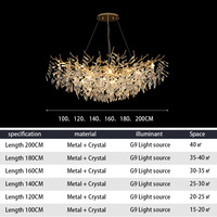 Lustre en cristal personnalisé Goutte de pluie Lustre en cristal de luxe Luminaire en forme de branche d'arbre
