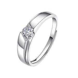 Bague en argent sterling 925 plaquée or 18 carats avec moissanite, bague de fiançailles pour couple, réglable, 0,5 CT moissanites, bague de couple pour mariage - Product Image 4