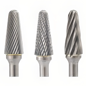 Limes rotatives à double coupe SL-4, tige de 6.35mm (1/4 "), fraises en carbure de tungstène en forme de cône à nez sphérique pour métal et bois - Product Image 1