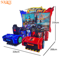 SOURE Nouveau Design Simulateur de Course Personnalisé à 4 Écrans, Machines d'Arcade de Course de Voitures, Jeux de Course de Voitures à Monnayeur pour 2 Joueurs
