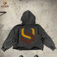 Sudadera con capucha personalizada del fabricante, con bordado, lavado ácido, efecto desgastado, apliques y parches, estilo descolorido por el sol