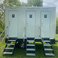 Salle de bain préfabriquée à 3 stations, salles de douche extérieures, salle de bain portable de camping, toilettes mobiles, remorque de toilettes de luxe avec DOT