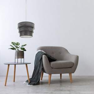 Lámpara colgante triple de 1xE27 en cromo y madera negra, dimensiones 40x40 cm, ideal para iluminación decorativa en interiores. - Product Image 2