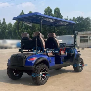 Voiturette de golf électrique bleu foncé à deux rangées et quatre sièges, pare-brise teinté, en stock, vente chaude - Product Image 5