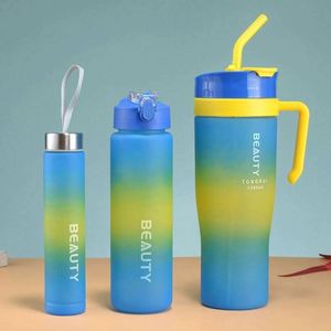 Juego de Botellas de Agua de Plástico 3 en 1, Vaso de 40 oz, Tapa Antiderrames, Pajita, Asa, para Gimnasio, Deportes, Bebida Directa, Ecológico, Apto para Lavavajillas - Product Image 2