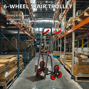 عربة يدوية قوية بست عجلات لتسلق السلالم، قابلة للطي بإطار معدني، عربة شحن مخصصة - Product Image 2