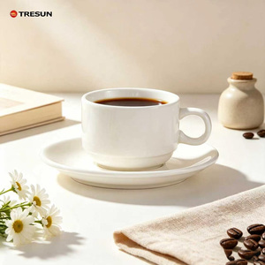 Ensemble tasse et soucoupe en céramique, style campagnard, cadeaux d'affaires, vaisselle en porcelaine de qualité supérieure, logo personnalisé - Product Image 3