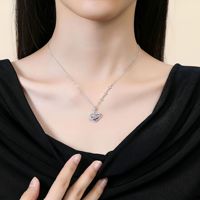 Collier en argent sterling 925 plaqué or/rhodium, cadeau romantique, bijoux fins pour femmes, collier en forme de cœur, étoile, zircon, vente en gros
