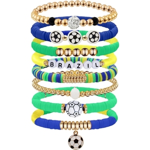 Juego de Pulseras de Fútbol con Banderas de Estados Unidos, Canadá y México, Pulseras Apilables con Dijes de Bandera para Fanáticos, Recuerdos para el Día del Partido, Paquete de Regalo Deportivo - Product Image 2