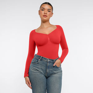 Grande Promotion Body <span class=keywords><strong>String</strong></span> en Spandex à Col V avec Maintien Poitrine et Effet Push-Up Fessier Manches Longues pour Femme Quotidien - Product Image 5