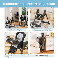 Chaise haute électrique intelligente pour bébé Clafbebe en plastique avec musique Bluetooth, télécommande, hauteur réglable sur 5 niveaux, pour nourrissons de 6 à 36 mois