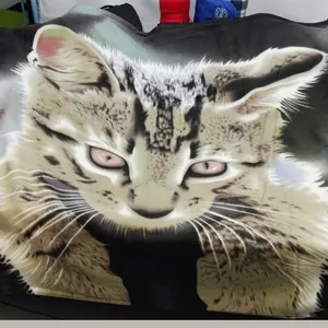 3D猫打印设计摇粒绒毯子旅行毯