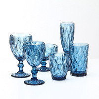 Offre Spéciale Verres à Vin et Cocktails Vintage Bord Doré, Vaisselle en Verre Multicolore pour Mariage et Fête, Gobelets Verts Bleus Violets Roses