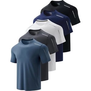 เสื้อยืดคอกลมแขนสั้นสำหรับออกกำลังกายแห้งเร็วสำหรับผู้ชาย แพ็ค 5 ตัว - Product Image 1
