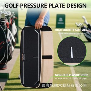 Force Plates Wooden <b>Golf</b> Swing Trainer Balance Board With Stance Markers For Weight Transfer Training - Product Image 4