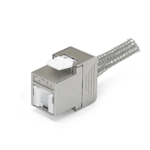 Connettore Keystone RJ45 Femmina-Femmina Cat6A FTP Schermato con Cavo Intrecciato Placcato <span class=keywords><strong>Oro</strong></span> 8P8C T568A/B Bianco - Product Image 1