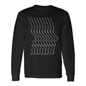 T-shirt à manches longues noir, motif abstrait 'Faceless Pain', design minimaliste, imprimé artistique, unisexe, art portable, déclaration de mode - Product Image 1