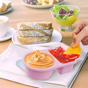 Recipientes de Silicona Reutilizables para Snacks con Tapas, Recipientes para Snacks con Doble Compartimento, Cajas Pequeñas para Snacks para Viajar - Product Image 5