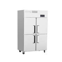 Congélateur et Réfrigérateur Commercial 4 Portes, Armoire Réfrigérée en Acier Inoxydable avec Contrôle de Température