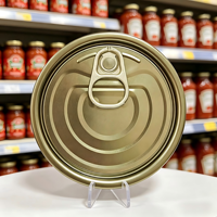 300 #   Couvercles de boîtes de conserve EOE à ouverture facile de 72,9 mm en émail blanc chromé TFS avec languette dorée pour pâte de tomate en conserve