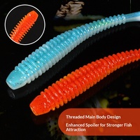 Appâts souples en PVC spirale 63mm 80mm 97mm, salés et parfumés, avec queue en T, paillettes laser et double crochet à rainure pour la pêche au bar, à la truite et en eau douce