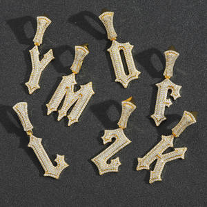 BES Hip-Hop Zircon Brass Burr Letter Collar con colgante de A-Z Iced Out Custom 26 Mayúsculas Letra inglesa Collar Colgante Joyería - Product Image 4