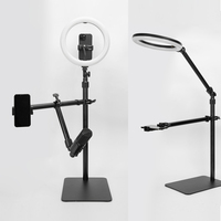 Support de plancher de bras de perche de microphone réglable compatible avec le microphone et le téléphone portable