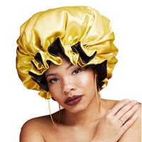 Grand bonnet en satin soyeux double couche réversible avec large bande élastique pour femmes aux cheveux bouclés, naturels et longs