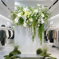 Composition florale suspendue personnalisée en soie artificielle, orchidée blanche et guirlande verte, pour décoration de plafond, mariage et événements