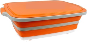 Bac de lavage pliable en silicone à 3 hauteurs réglables avec planche à découper multifonction et couvercle - Product Image 2