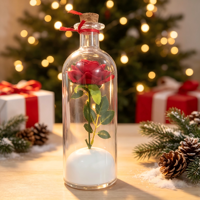 Bouteille en verre miniature avec message vocal enregistrable pour Noël, décoration de Noël, cadeau