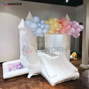 Commercial Grade White Bounce House For Toddlers And Soft Play Rentals Kids 9x7ft Inflatable White Bouncy Castle