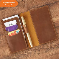 Carnet de poche en cuir de vachette Crazy Horse avec logo gravé personnalisé, couverture rigide vintage, rechargeable, mini journal AssurePrint