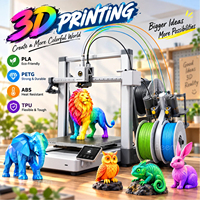 Printer 3D FDM PLA Industri Otomatis Penuh Multi-Warna A1 Combo Kecepatan Tinggi dengan Model Leveling