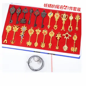 Japanse Anime Fairy Tail wapens sleutel set van 21pcs Golden Zodiak Keys Ring Hanger Charms Sleutelhanger