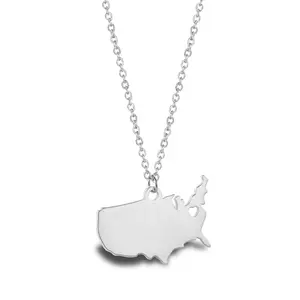 Wollet Fashion 316L Stainless Steel Map Block Custom Fine Jewelry Pendants Charms
