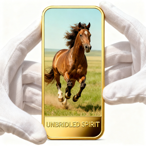 Lingote Coleccionable Premium con Diseño de Caballo Galopante, Chapado en Oro, Impreso, Personalizable con <span class=keywords><strong>Texto</strong></span>, Venta al por Mayor, Pedidos al por Mayor - Product Image 1