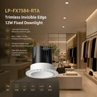 Plafonnier encastré sans cadre en aluminium 12W COB LED, spot à angle de faisceau fixe, lumière de plafond à intensité variable LP-FX7584-RTA-24