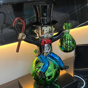 Sculpture en résine de fibre de verre électroplaquée <span class=keywords><strong>Richie</strong></span> Rich Money Bag, Homme Riche, Design Artistique 3D, ART Personnalisé - Product Image 3