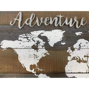 L'aventure de décor de carte du monde en bois rustique de PARISLOFT vous attend, Decoartive World Map Wall Plaque Sign Decor, 28x16.75 Inches - Product Image 5